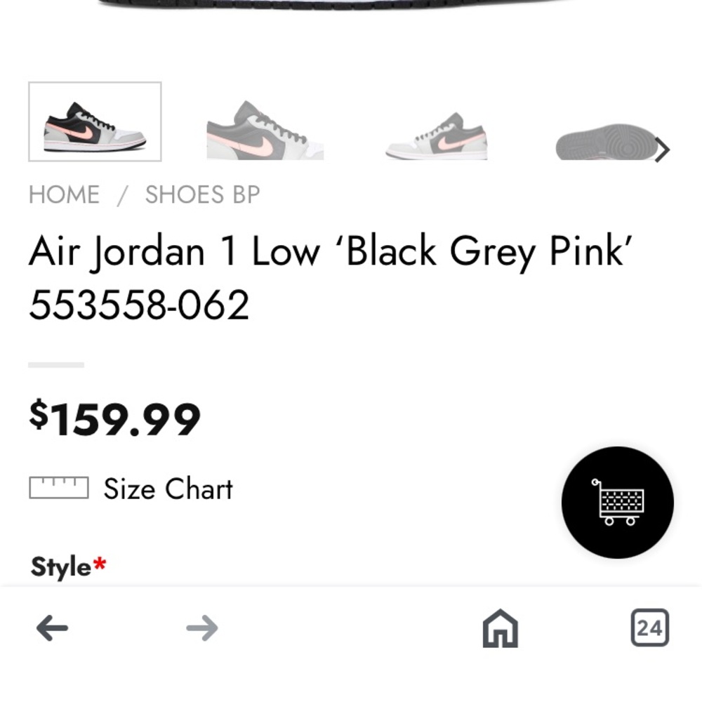 Air Jordon 1 Nike shoes 
Pink, Grey, Black